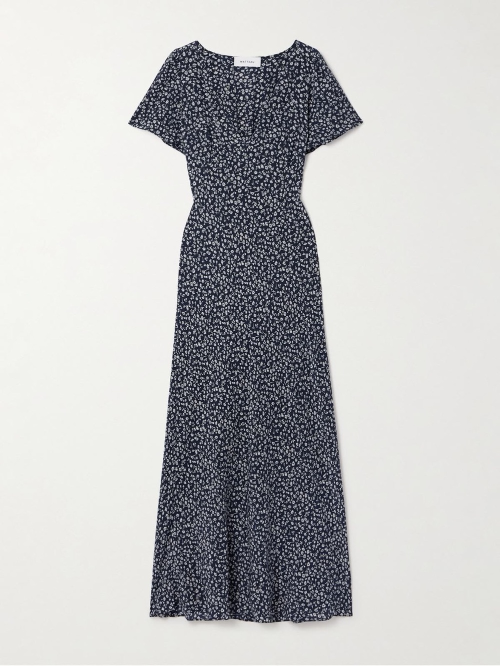 Matteau Midi Floral Tea Dress in Navy Size 3